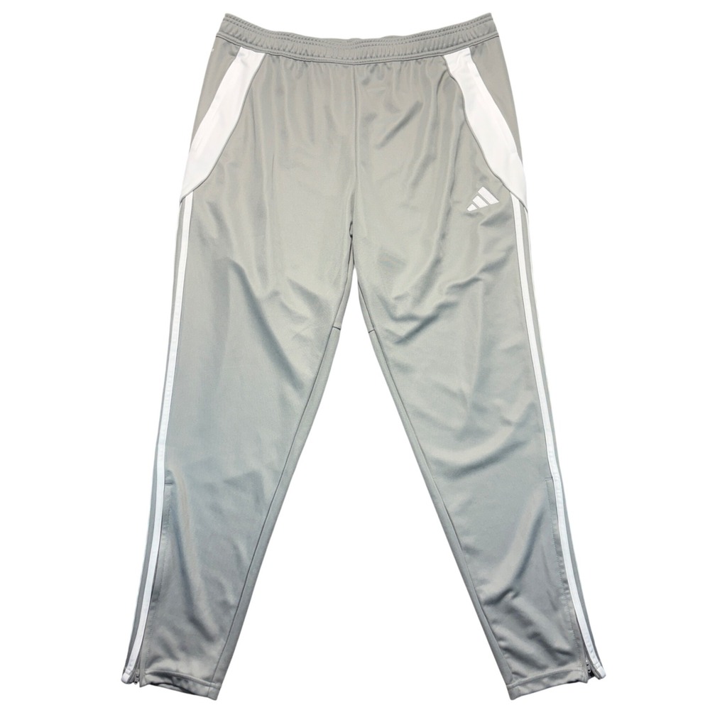 Adidas Tiro Track Pants Mens Gray White Athletic Training Joggers Tapered Leg